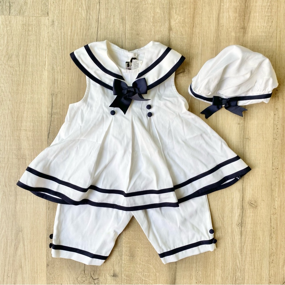 Rare Editions Vintage White and Blue Nautical Hat